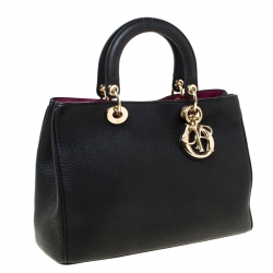 مملوكة مسبقًا حقيبة شوبر ديور ديوريسيمو جلد أسود متوسطة