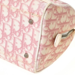 Pre Owned Dior Pink Monogram Coated Canvas and Patent Leather Boston Bag