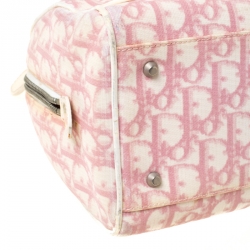 Pre Owned Dior Pink Monogram Coated Canvas and Patent Leather Boston Bag