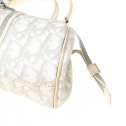 Pre Owned حقيبة ديور بوسطن رومانتيك تروتر كانفاس مقوى مونوغرامي رمادية/ بيج