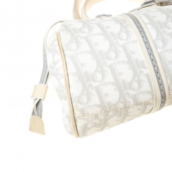 Pre Owned حقيبة ديور بوسطن رومانتيك تروتر كانفاس مقوى مونوغرامي رمادية/ بيج