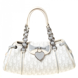 Pre Owned حقيبة ديور بوسطن رومانتيك تروتر كانفاس مقوى مونوغرامي رمادية/ بيج