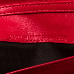 Pre Owned Dior Red Cannage Leather Lady Dior Wallet On Chain