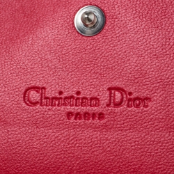 Pre Owned Dior Red Cannage Leather Lady Dior Wallet On Chain