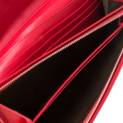 Pre Owned Dior Red Cannage Leather Lady Dior Wallet On Chain