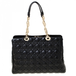 Pre Owned حقيبة شوبنغ ديور جلد ناعم كاناج مبطن متوسطة سوداء