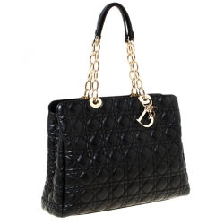 Pre Owned حقيبة شوبنغ ديور جلد ناعم كاناج مبطن متوسطة سوداء