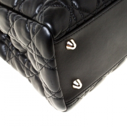 Pre Owned حقيبة شوبنغ ديور جلد ناعم كاناج مبطن متوسطة سوداء