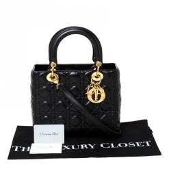 مملوكة مسبقًا Dior Black Cannage Quilted Leather Medium Lady Dior Tote 