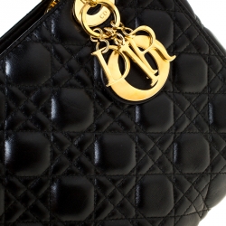 مملوكة مسبقًا Dior Black Cannage Quilted Leather Medium Lady Dior Tote 