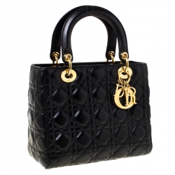 مملوكة مسبقًا Dior Black Cannage Quilted Leather Medium Lady Dior Tote 