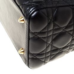 مملوكة مسبقًا Dior Black Cannage Quilted Leather Medium Lady Dior Tote 