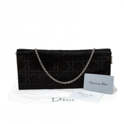 مملوكة مسبقًا Dior Black Cannage Satin Chain Clutch