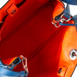 مملوكة مسبقًا حقيبة يد ديور شوبر ديوريسيمو كبيرة جلد زرقاء