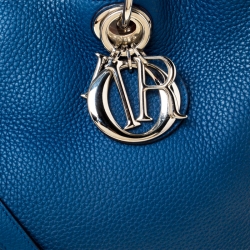 مملوكة مسبقًا حقيبة يد ديور شوبر ديوريسيمو كبيرة جلد زرقاء