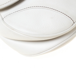Pre Owned Dior White Leather Saddle Bag