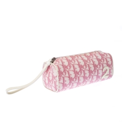 Pre Owned Dior Pink/White Diorissimo Canvas Number 2 Wristlet Pouch