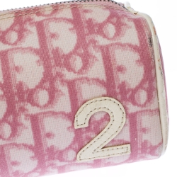 Pre Owned Dior Pink/White Diorissimo Canvas Number 2 Wristlet Pouch