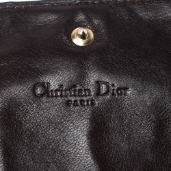 Pre Owned Dior Dark Brown Cannage Leather Lady Dior Flap Wallet 