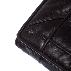 Pre Owned Dior Dark Brown Cannage Leather Lady Dior Flap Wallet 