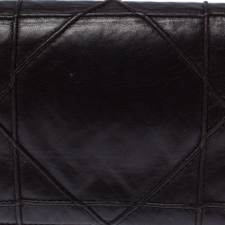 Pre Owned Dior Dark Brown Cannage Leather Lady Dior Flap Wallet 
