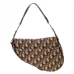 Pre Owned Dior Brown Oblique Canvas and Leather Saddle Bag