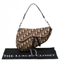Pre Owned Dior Brown Oblique Canvas and Leather Saddle Bag