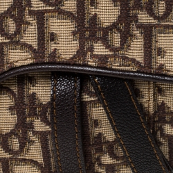 Pre Owned Dior Brown Oblique Canvas and Leather Saddle Bag