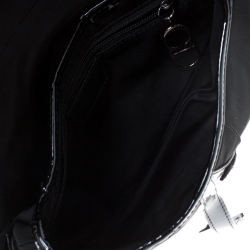 Pre Owned Dior Black Nylon and Patent Leather Saddle Bag
