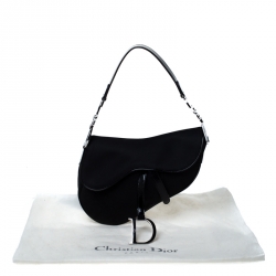 Pre Owned Dior Black Nylon and Patent Leather Saddle Bag