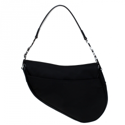 Pre Owned Dior Black Nylon and Patent Leather Saddle Bag