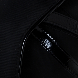 Pre Owned Dior Black Nylon and Patent Leather Saddle Bag