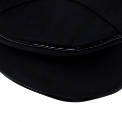 Pre Owned Dior Black Nylon and Patent Leather Saddle Bag