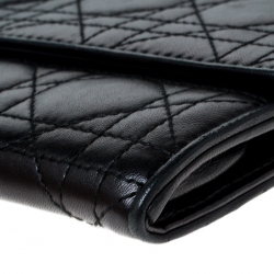 Pre Owned Dior Black Cannage Leather Wristlet Clutch