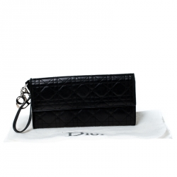 Pre Owned Dior Black Cannage Leather Wristlet Clutch