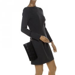 Pre Owned Dior Black Cannage Leather Wristlet Clutch