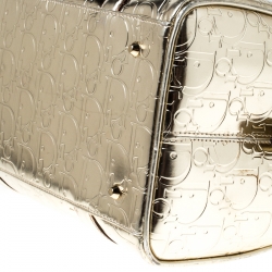 Christian Dior Metallic Gold Oblique Monogram Leather Boston Bag