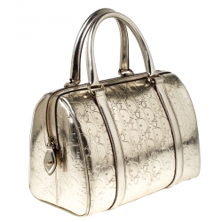 Christian Dior Metallic Gold Oblique Monogram Leather Boston Bag