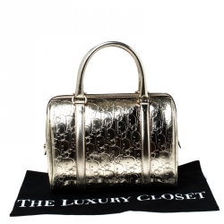 Christian Dior Metallic Gold Oblique Monogram Leather Boston Bag
