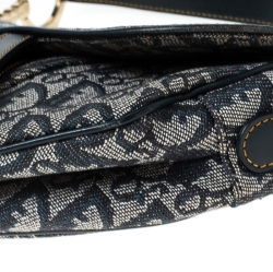 Pre Owned Dior Blue Diorissimo Canvas and Leather Saddle Bag