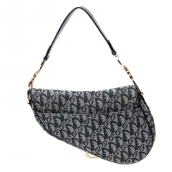 Pre Owned Dior Blue Diorissimo Canvas and Leather Saddle Bag