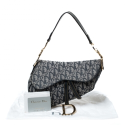Pre Owned Dior Blue Diorissimo Canvas and Leather Saddle Bag