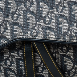 Pre Owned Dior Blue Diorissimo Canvas and Leather Saddle Bag