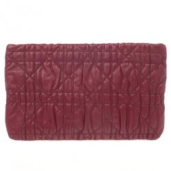 مملوكة مسبقًا Dior Red Cannage Quilted Lambskin Delidior Satin Rosette Small Clutch
