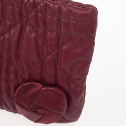 مملوكة مسبقًا Dior Red Cannage Quilted Lambskin Delidior Satin Rosette Small Clutch