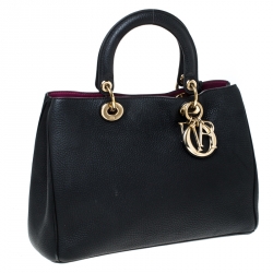 مملوكة مسبقًا حقيبة شوبر ديور ديوريسيمو جلد أسود متوسطة