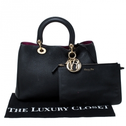 مملوكة مسبقًا حقيبة شوبر ديور ديوريسيمو جلد أسود متوسطة
