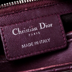 مملوكة مسبقًا Dior Burgundy Quilted Leather Lady Dior Medium Tote