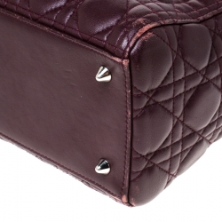 مملوكة مسبقًا Dior Burgundy Quilted Leather Lady Dior Medium Tote