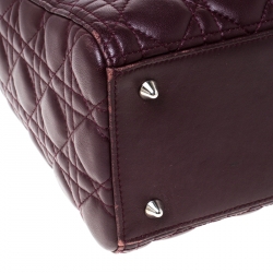 مملوكة مسبقًا Dior Burgundy Quilted Leather Lady Dior Medium Tote